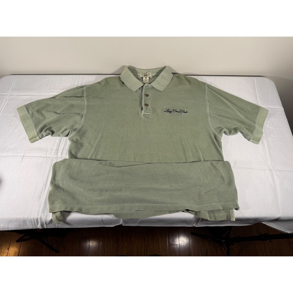 Gear For Sports Mens Sage Green Long Cove Club Embroidered Cotton Polo Shirt L